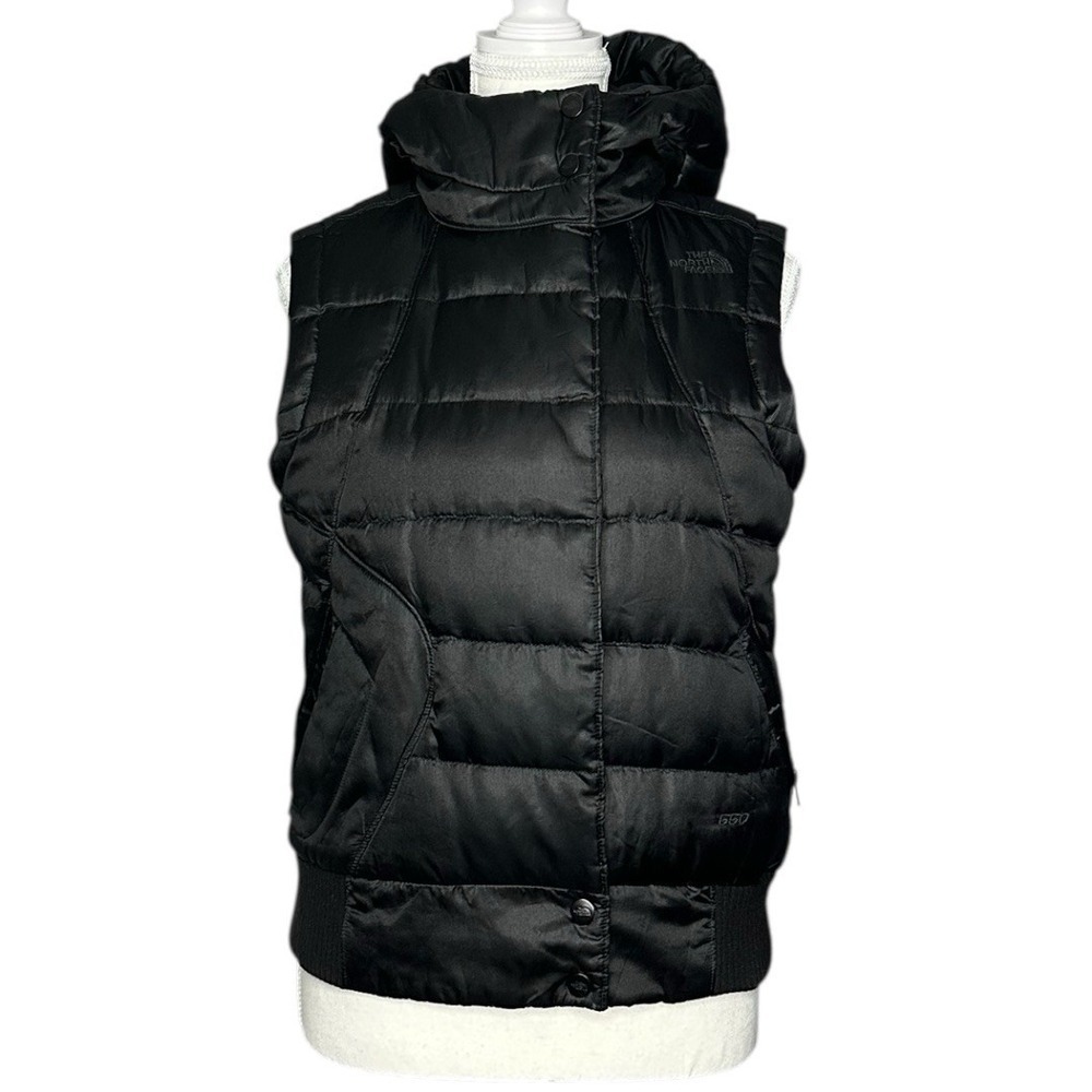 The North Face Womens 550 Goose Down Hooded Puffer Vest Black Small